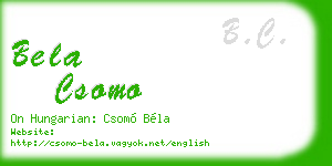 bela csomo business card