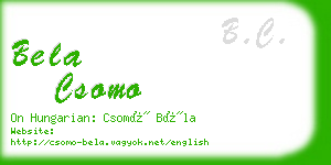 bela csomo business card